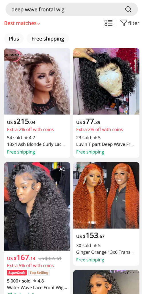 examples of deep wave frontal wigs